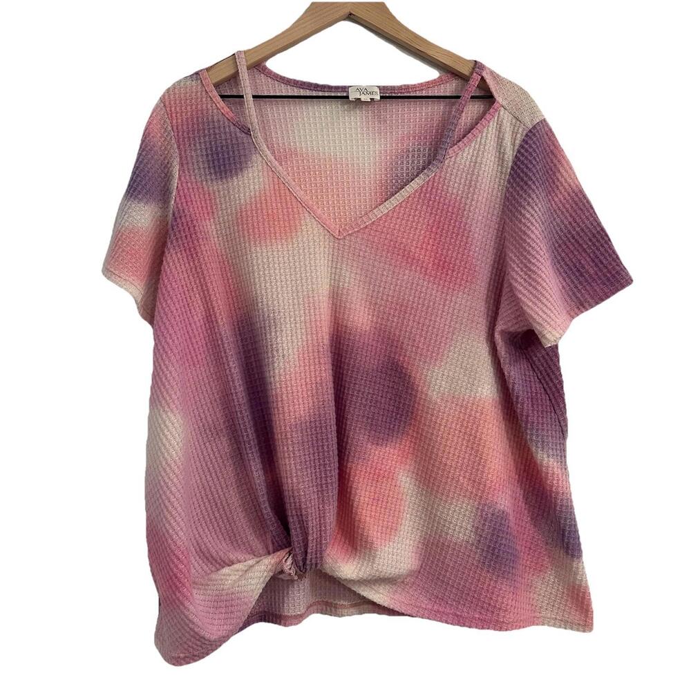 Ava James 1X Women’s Knit Blouse Pink